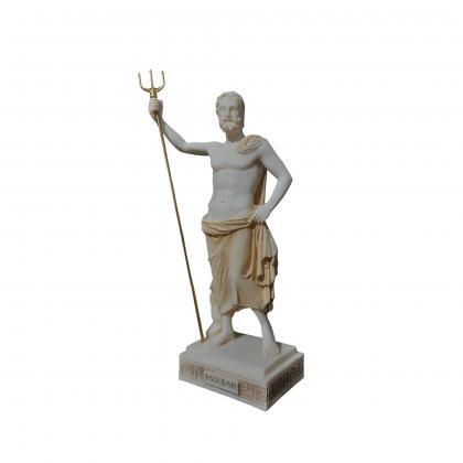 Poseidon Statue Greek Roman God Handmade Alabaster..