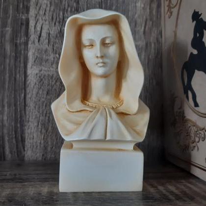 Virgin Mary Mother Bust Statue Made Of Alabaster