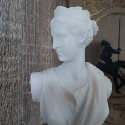 Artemis Diana Bust Sculpture Alabaster Greek Roman..