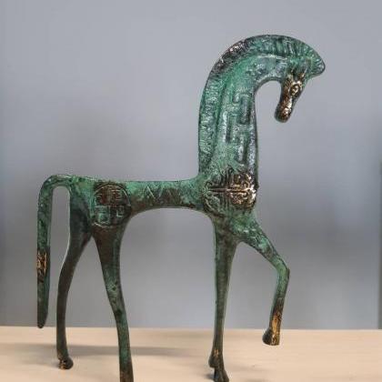 Ancient Greek Bronze Sculpture Horse Handmade..