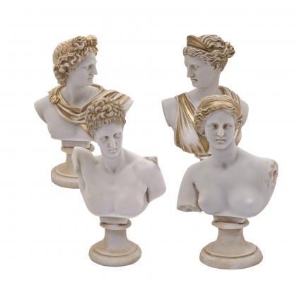 Set Busts Statues Of Apollo God, Artemis Diana..