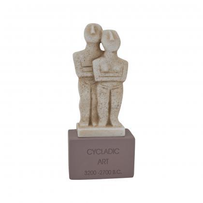Cycladic Couple Sculpture Greek Handmade Alabaster..
