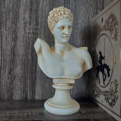Hermes Bust Statue Greek Handmade Alabaster Head..