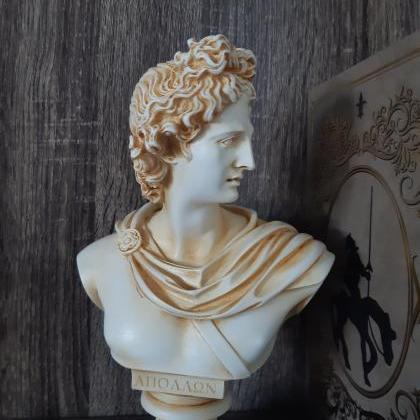 Apollo Bust Sculpture Greek Handmade Alabaster..
