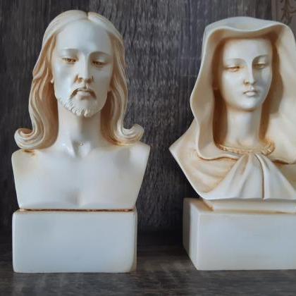 Set Jesus Christ And Mary Mother Bust Statue Made..