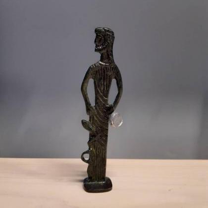 Asclepius Greek God Of Medicine Bronze Sculpture..