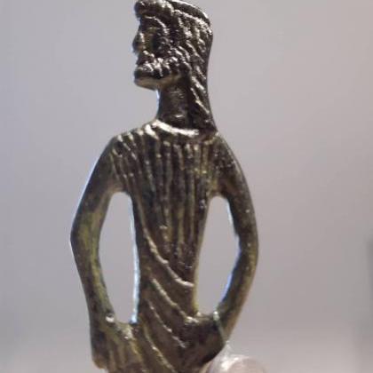 Asclepius Greek God Of Medicine Bronze Sculpture..