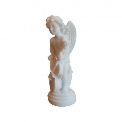 Baby Angel Statue Playing Violin Made Of Alabaster..