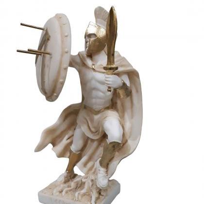 Leonidas Sculpture Spartan King Handmade Alabaster..