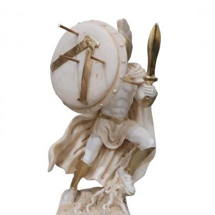 Leonidas Sculpture Spartan King Handmade Alabaster..