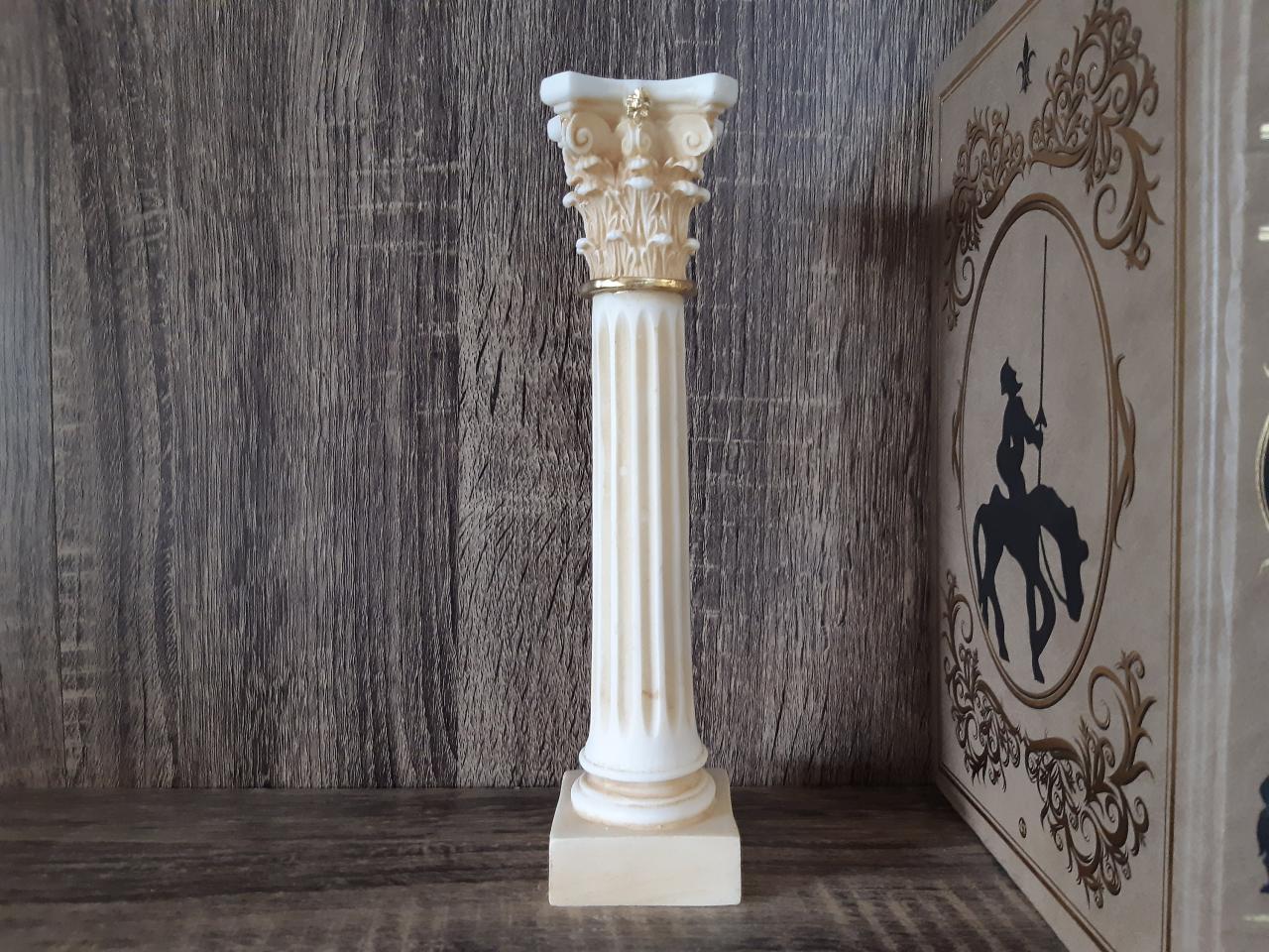 Ancient Greek Corinthian Column Sculpture Handmade Alabaster Statue 21cm