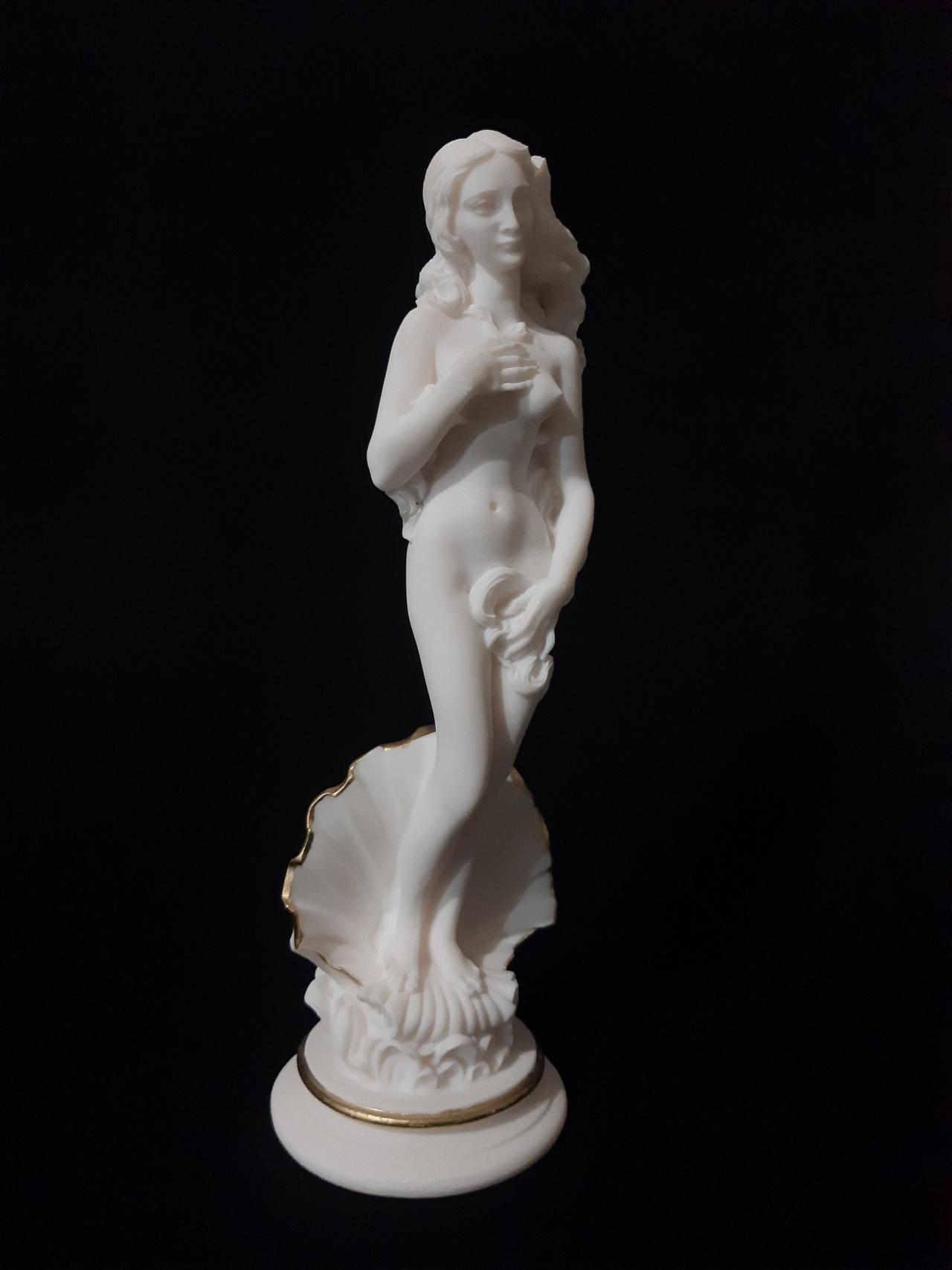Birth Of Aphrodite Venus Greek Roman Goddess Alabaster Handmade Replica Nude Erotic Statue 25cm