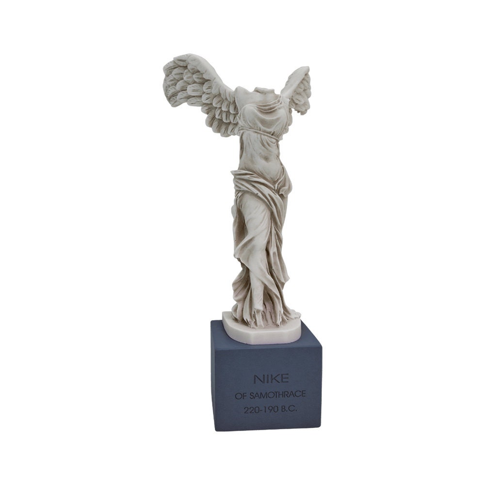 Nike Of Samothrace On Base Statue Winged Victory Ancient Greek Roman Goddess Alabaster Handmade Sculpture 18cm