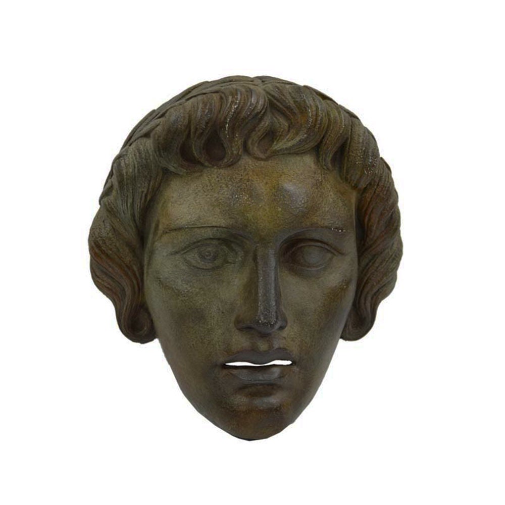 Apollo God Mask Head Sculpture - Greek Roman Mythology - Handmade Alabaster Wall Statue 26cm