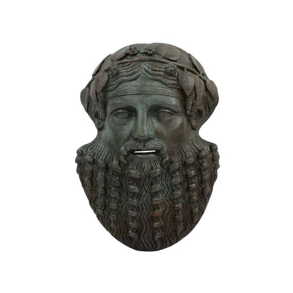 Dionysus God Mask Head Sculpture - Greek Roman Mythology Handmade Alabaster Wall Statue 20cm