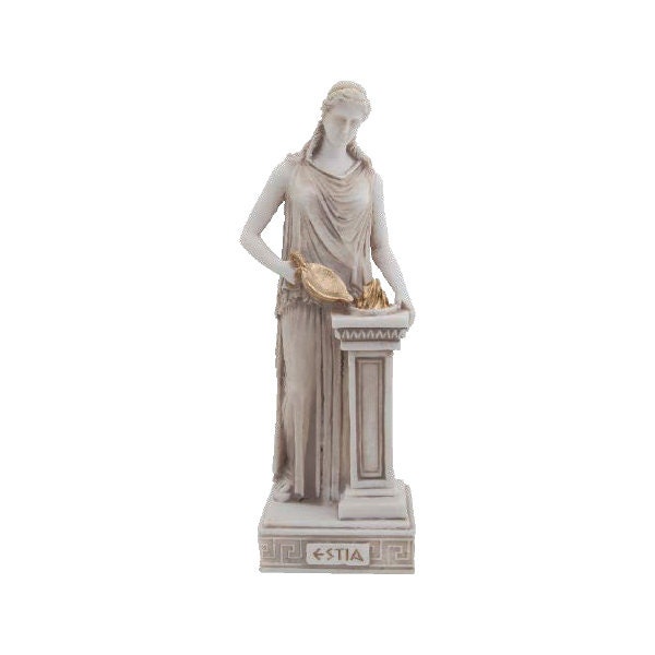 Hestia Statue Goddess Ancient Greek Roman Mythology Handmade Alabaster Sculpture 26cm