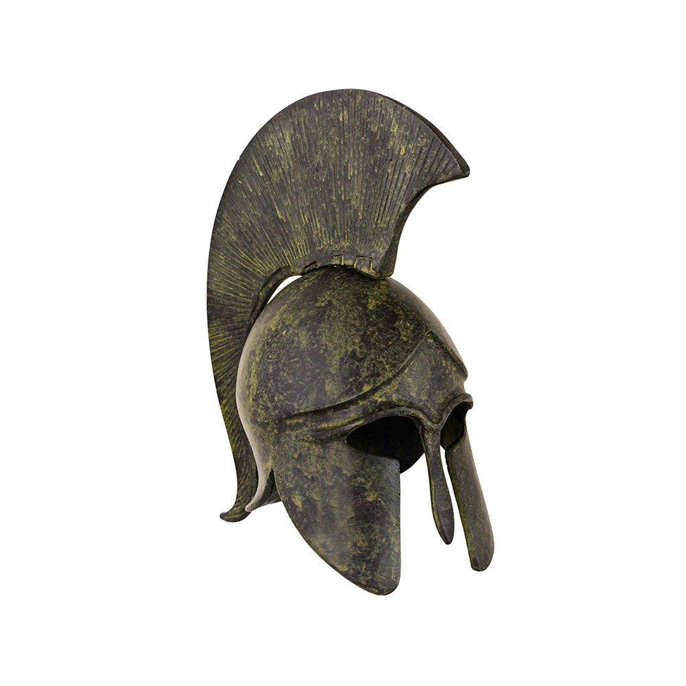 Ancient Greek Corinthian Helmet Bronze Sculpture With Small Crest Greek Handmade Museum Replica Craft Statue 8cm