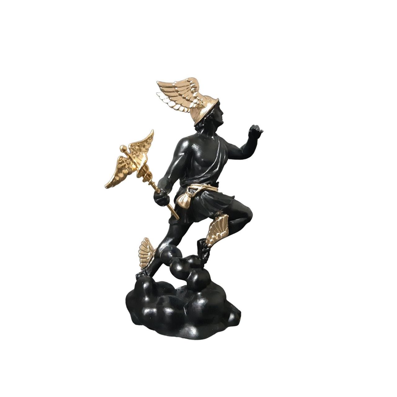 Hermes God Statue Black Alabaster