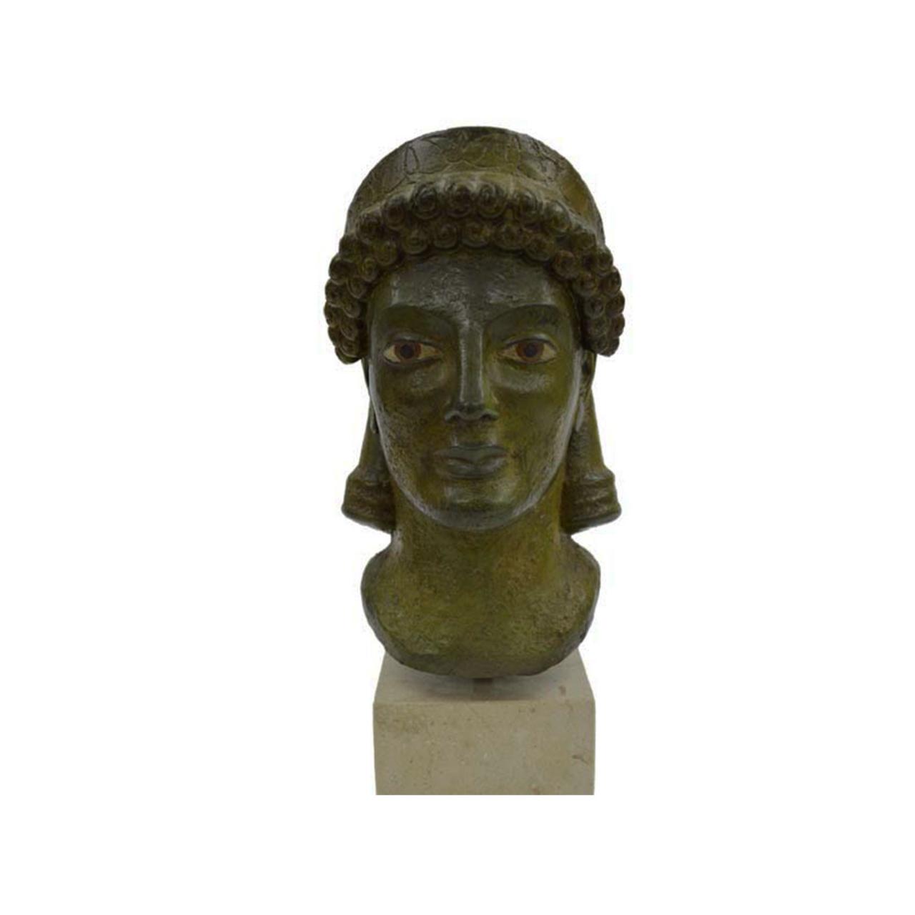 The Acropolis Archaic Bust Head Statue Of Kore Greek Handmade Solid Bronze Sculpture 23cm