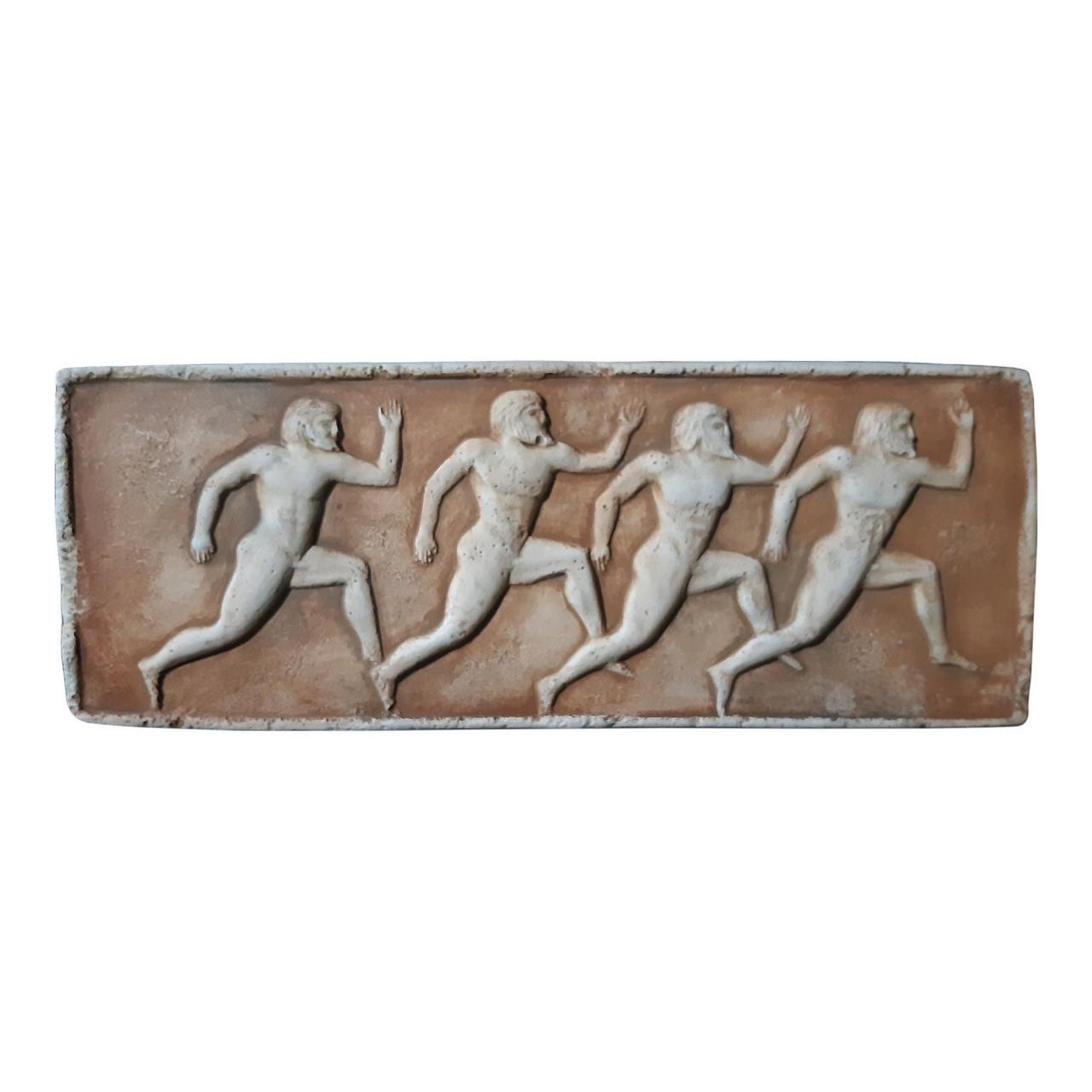 Olympic Games Men Running Wall Plaque Relief Sculpture 27cm