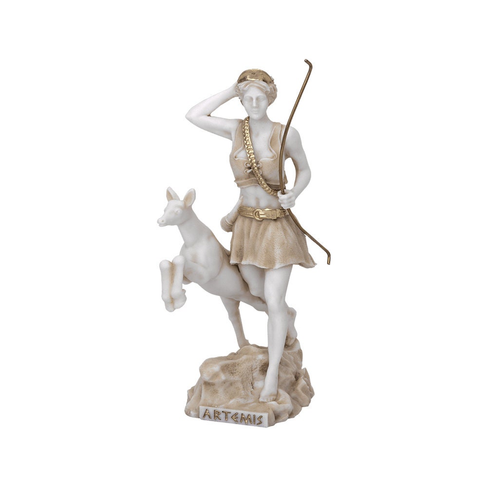 Artemis Diana Goddess Of Hunting Statue Handmade Alabaster Sculpture 18-33cm