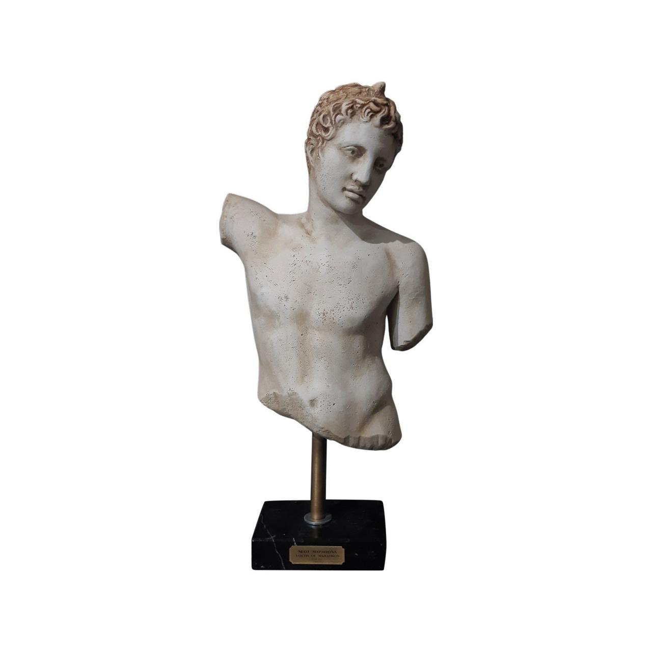 Youth of Marathon Nude Male Torso Statue Ancient Greek Artistic Representation Big Sculpture