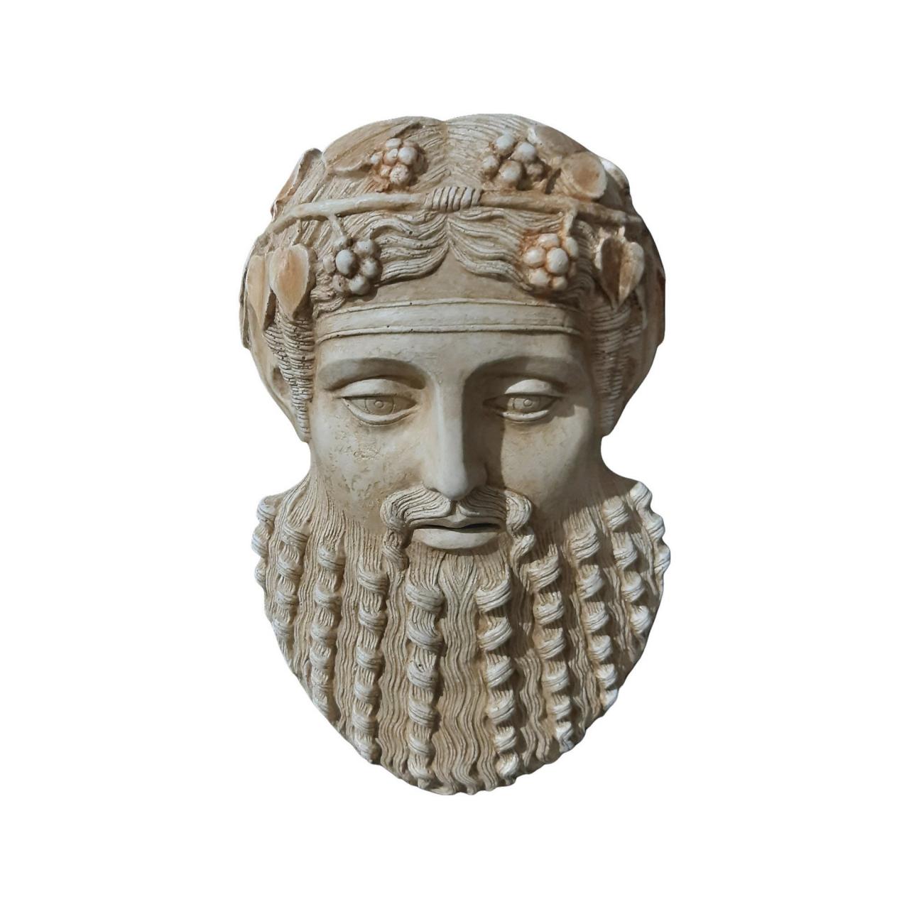 Dionysus God Wall Plaque Mask Head Sculpture Ancient Greek Handmade Statue 24cm