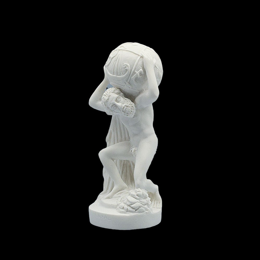Atlas Sculpture Greek Roman Mythology Marble Handmade Figurine Classical Craft Statue 18cm - 7.09 Inches