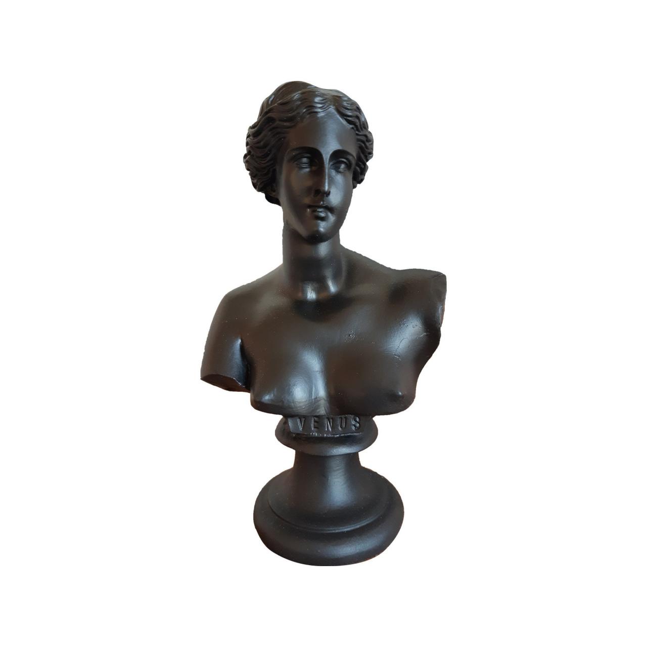 Aphrodite Venus Bust Sculpture - Black Color Statue - Unique Greek Handmade Mythology Figurine 15cm