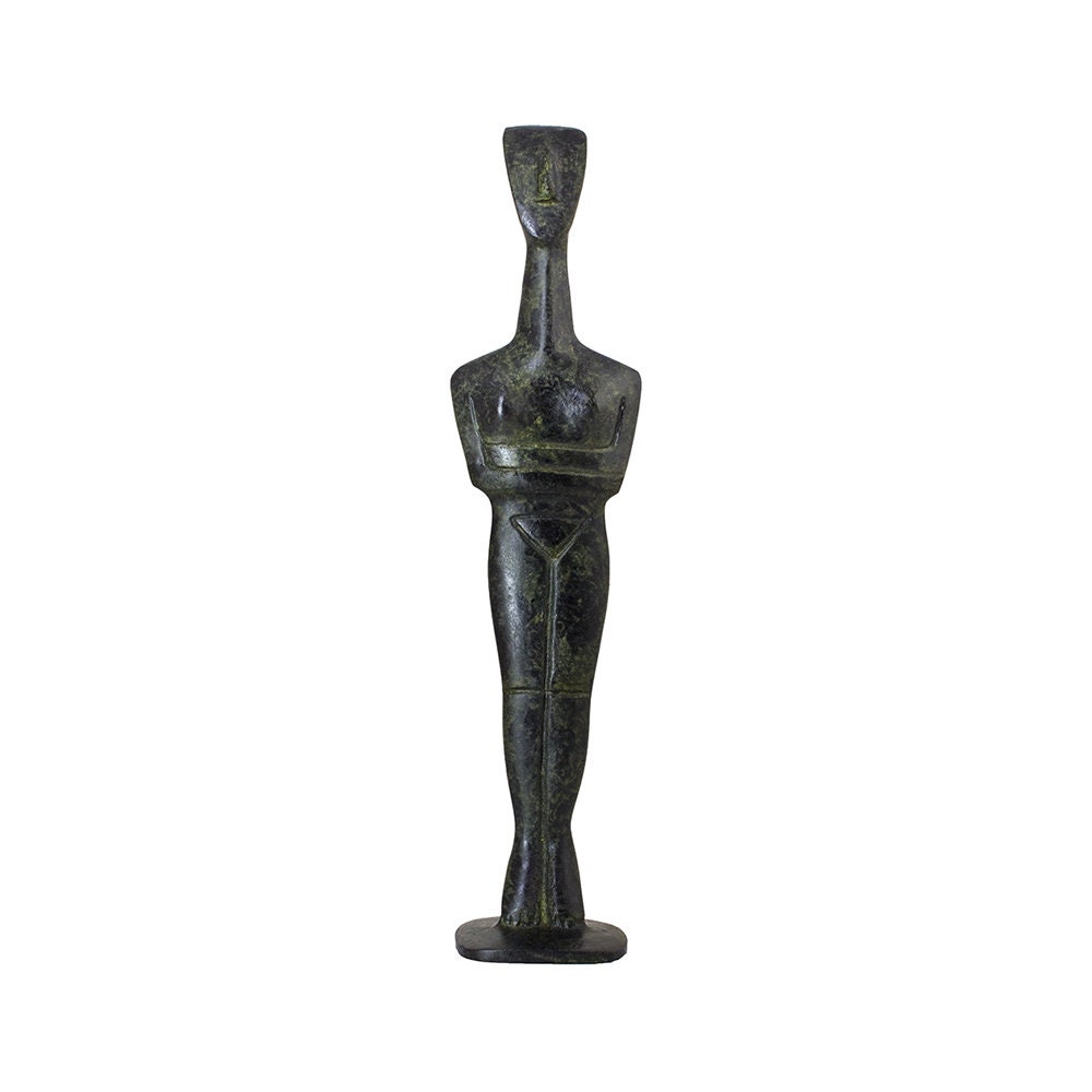 Female Cycladic Idol Bronze Sculpture Ancient Greek Handmade Figurine Craft Statue 38cm