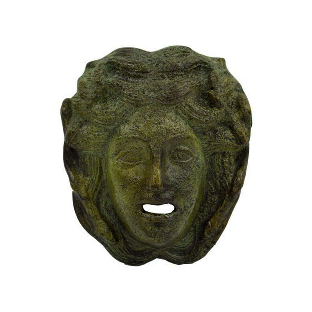 Erinyes Ancient Greek Female Furie Mask Sculpture - Greek Handmade Alabaster Wall Statue 12cm