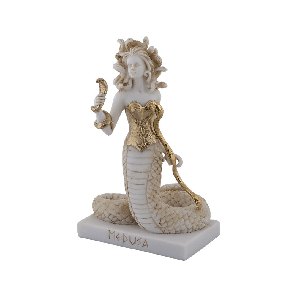 Medusa Gorgon Sculpture Greek Mythology Monster Marble Handmade Hand Painted Statue 16cm