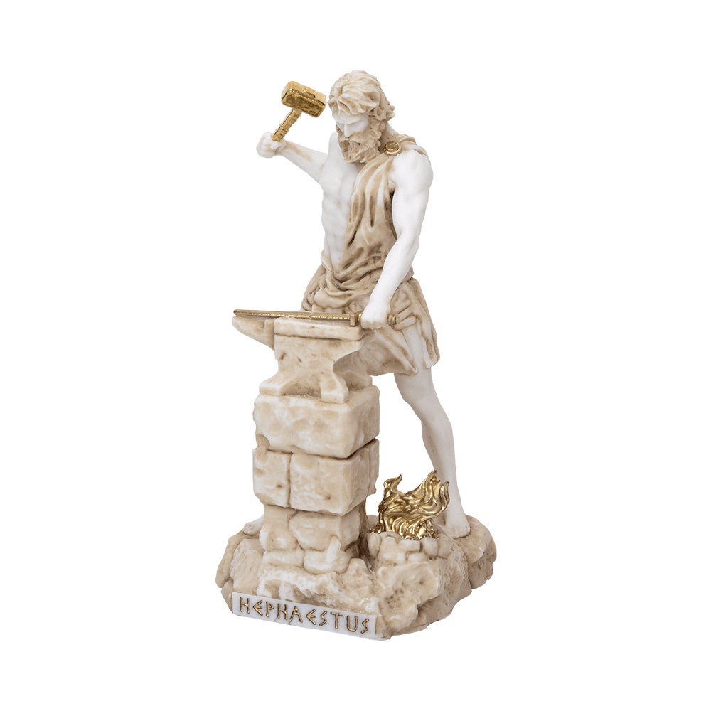 Hephaestus Statue Ancient Greek Roman Mythology God Handmade Alabaster Sculpture 18-33cm