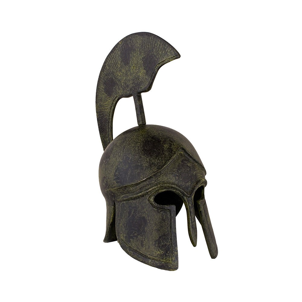 Ancient Greek Corinthian Helmet Of A Hoplite With Crest Bronze Sculpture Greek Handmade Museum Replica Craft Statue 25cm