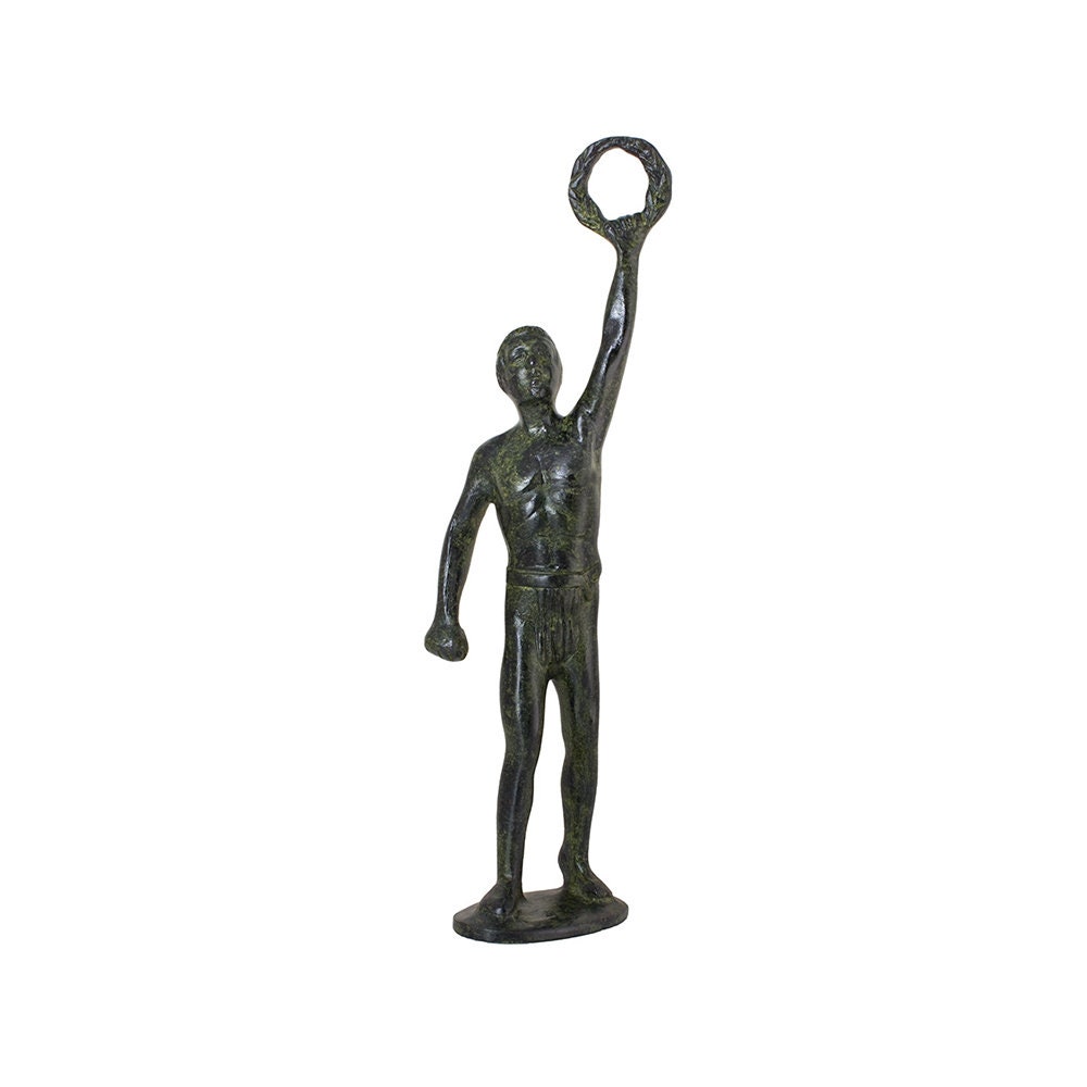 Olympic Champion Solid Bronze Sculpture (ancient Olympic Games) Handmade Ancient Greek Craft Statue 30cm