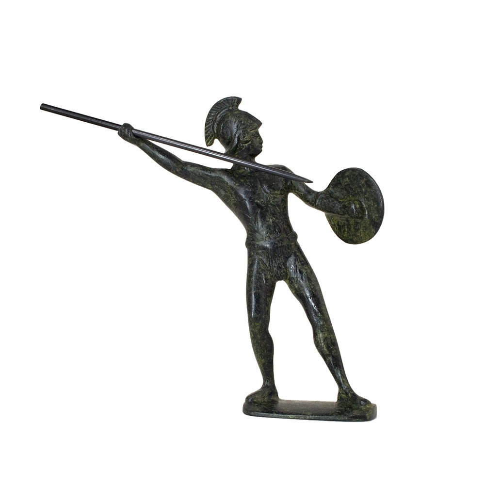 Leonidas Solid Bronze Sculpture - The King Of Sparta - Handmade Figurine Craft Statue 15cm