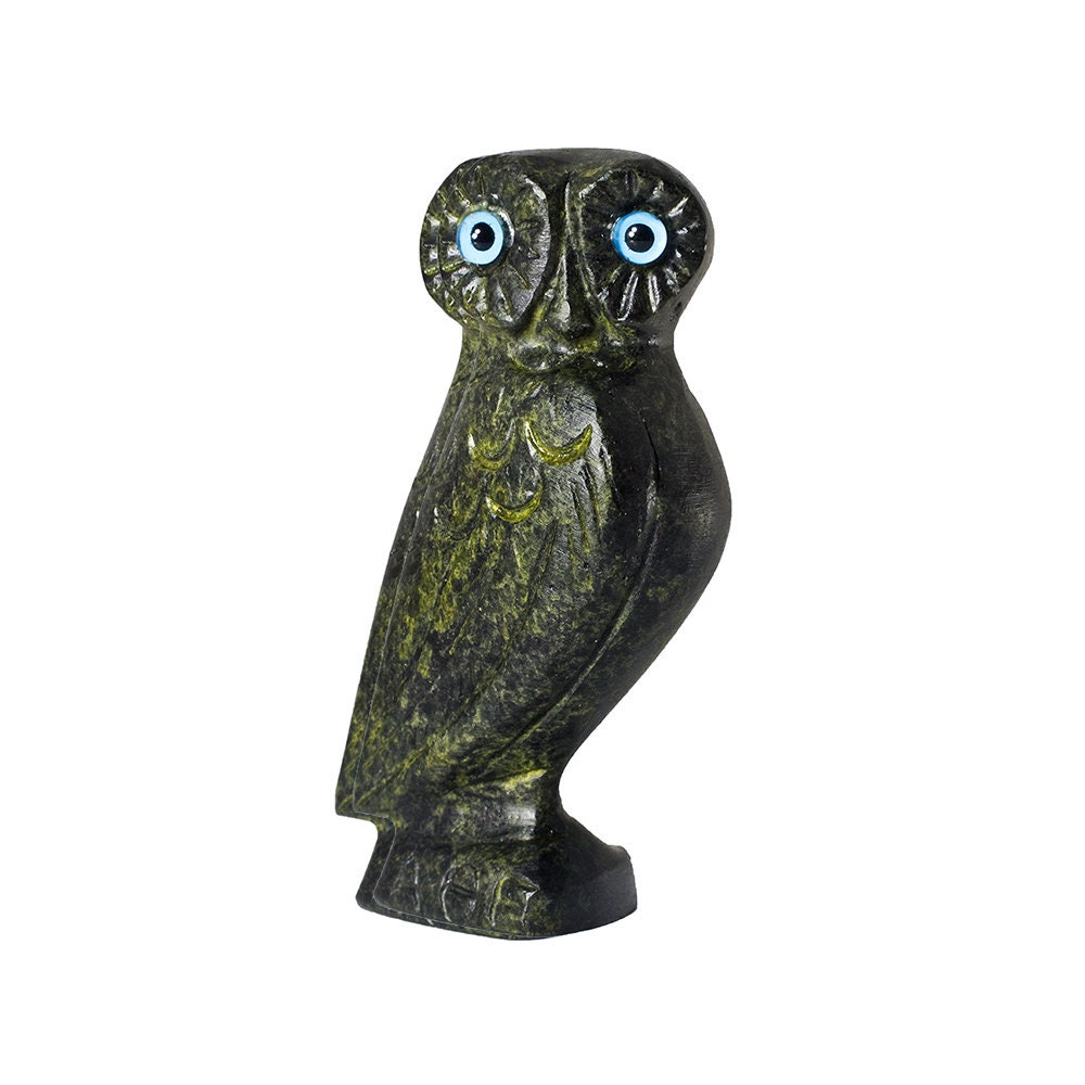 Bronze Owl Sculpture Greek Handmade Figurine Classical Craft Statue 8cm