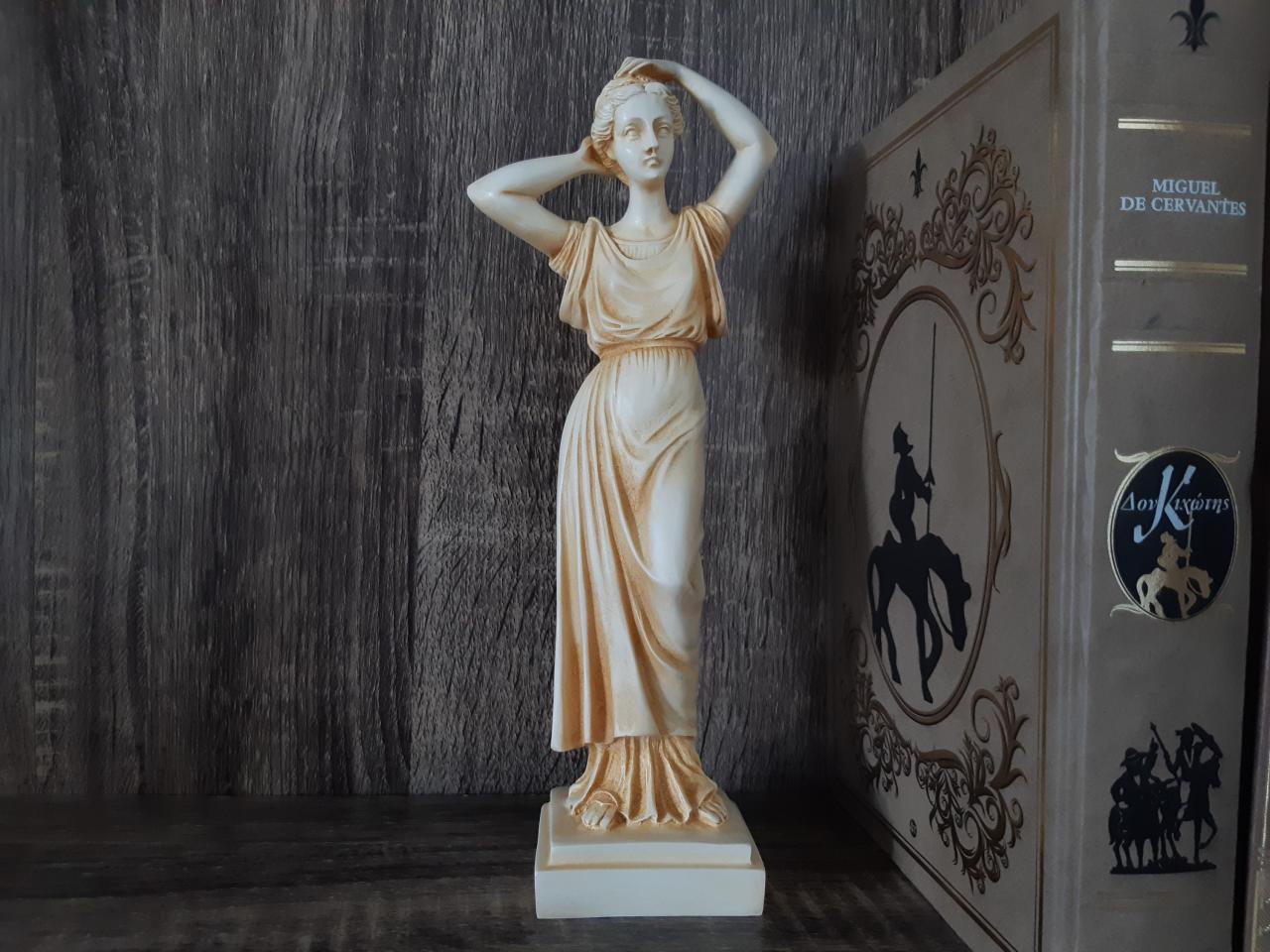Ancient Greek Tanagra Myrto Figurine Statue Made Of Alabaster