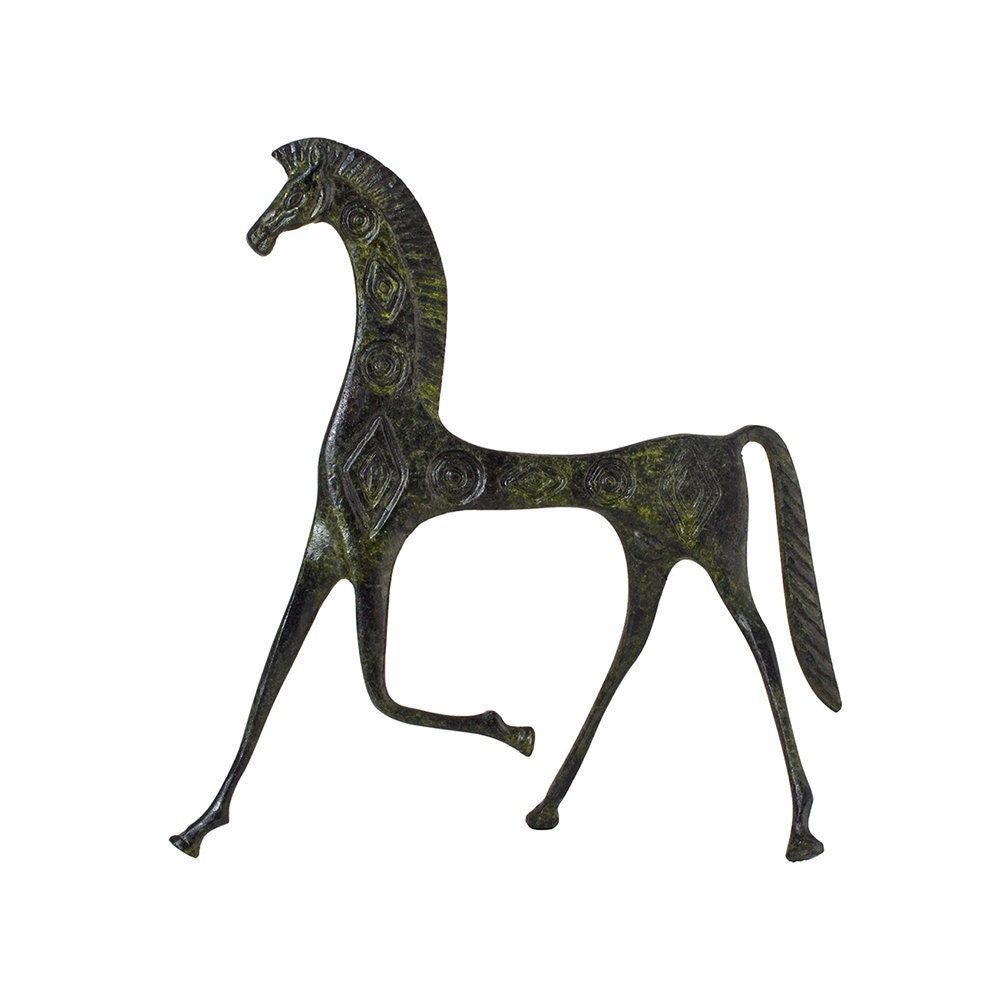 The Ancient Greek Horse Of Mycenea Sculpture Handmade Hand Painted Craft Statue 19cm