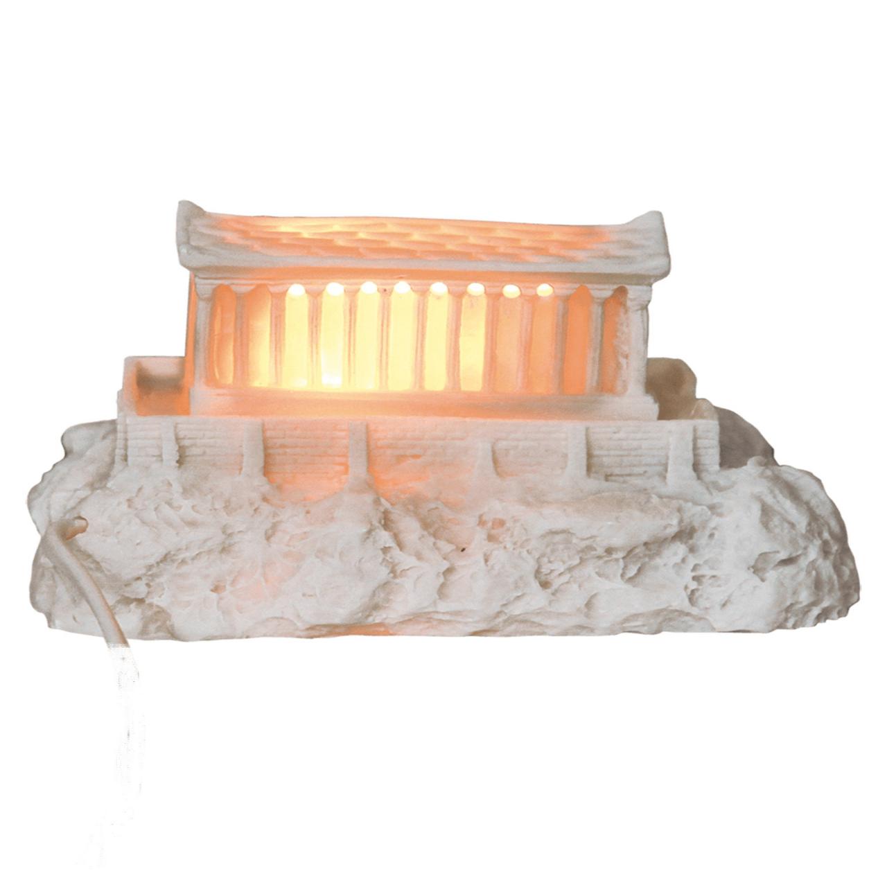 Parthenon Temple Acropolis Lighting Sculpture - Handmade Alabaster Statue 27cm