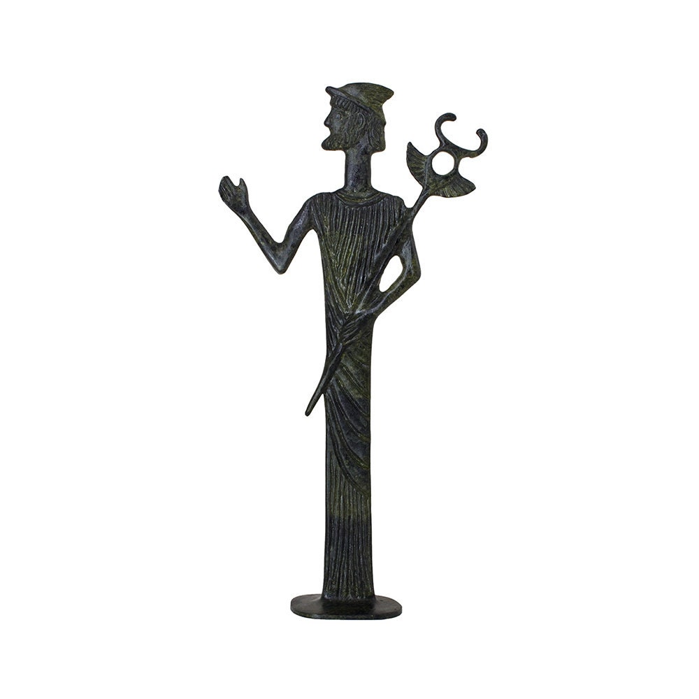 Hermes Bronze Statue Ancient Greek Roman God Handmade Craft Sculpture 40cm