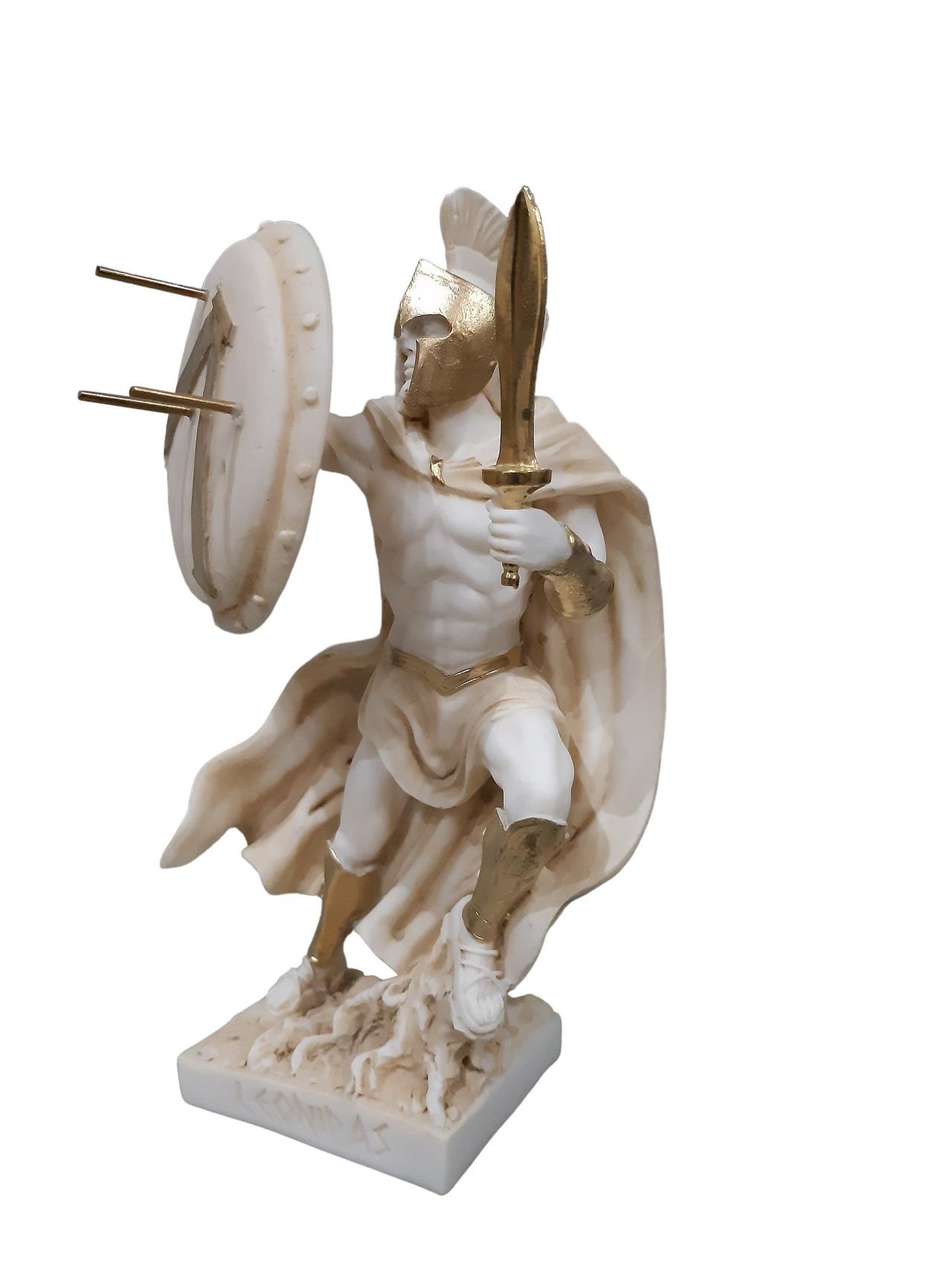 Leonidas Sculpture Spartan King Handmade Alabaster Statue 20cm - 7.87"