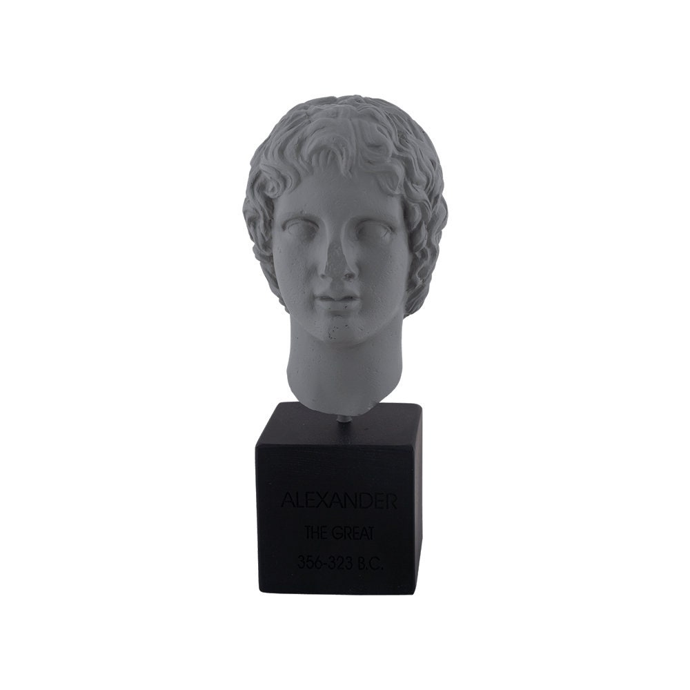 Alexander The Great Bust Head Sculpture - The King Of Macedonian - Handmade Alabaster Statue 18cm