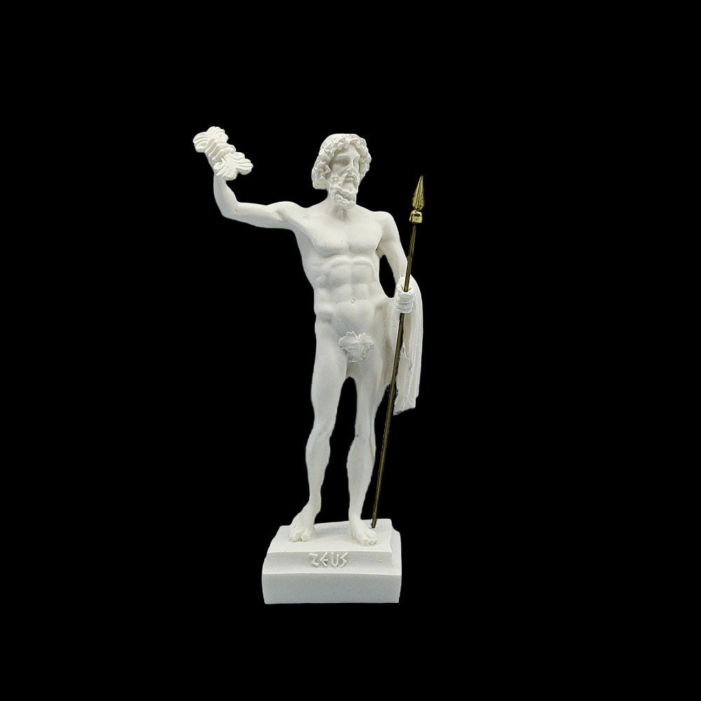 Zeus Jupiter Sculpture Greek Roman Mythology God Marble Handmade Figurine Classical Craft Statue 24cm - 9.45 Inches