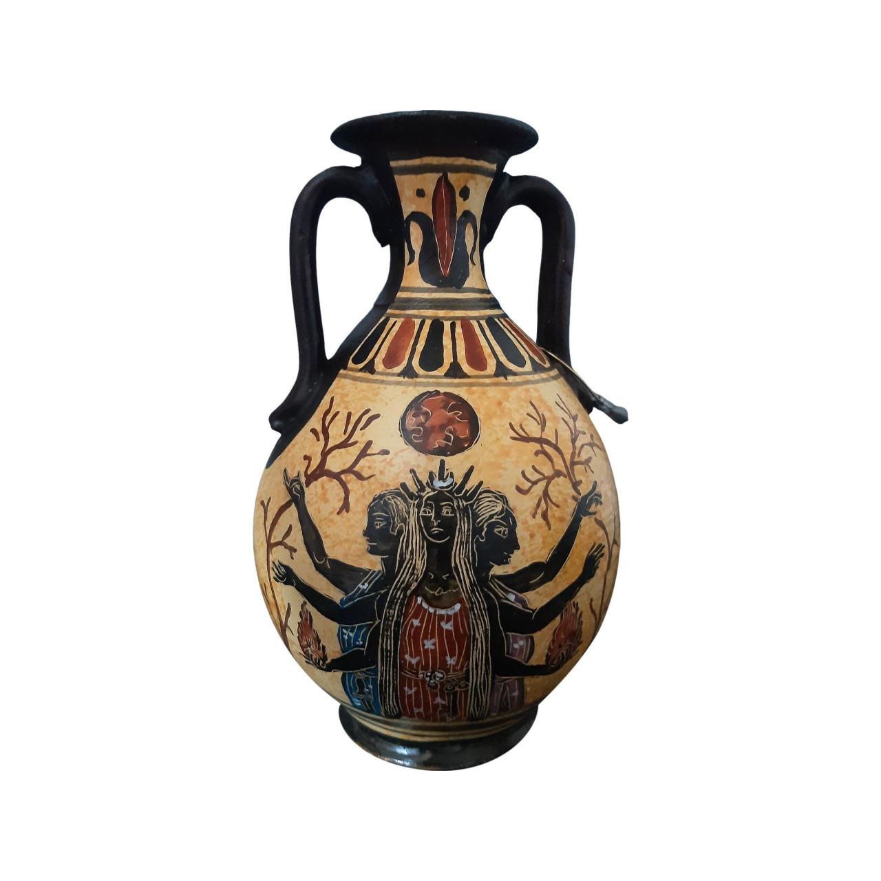 Hecate Goddess Amphora Ceramic Terracotta Vase Greek Handmade 16cm