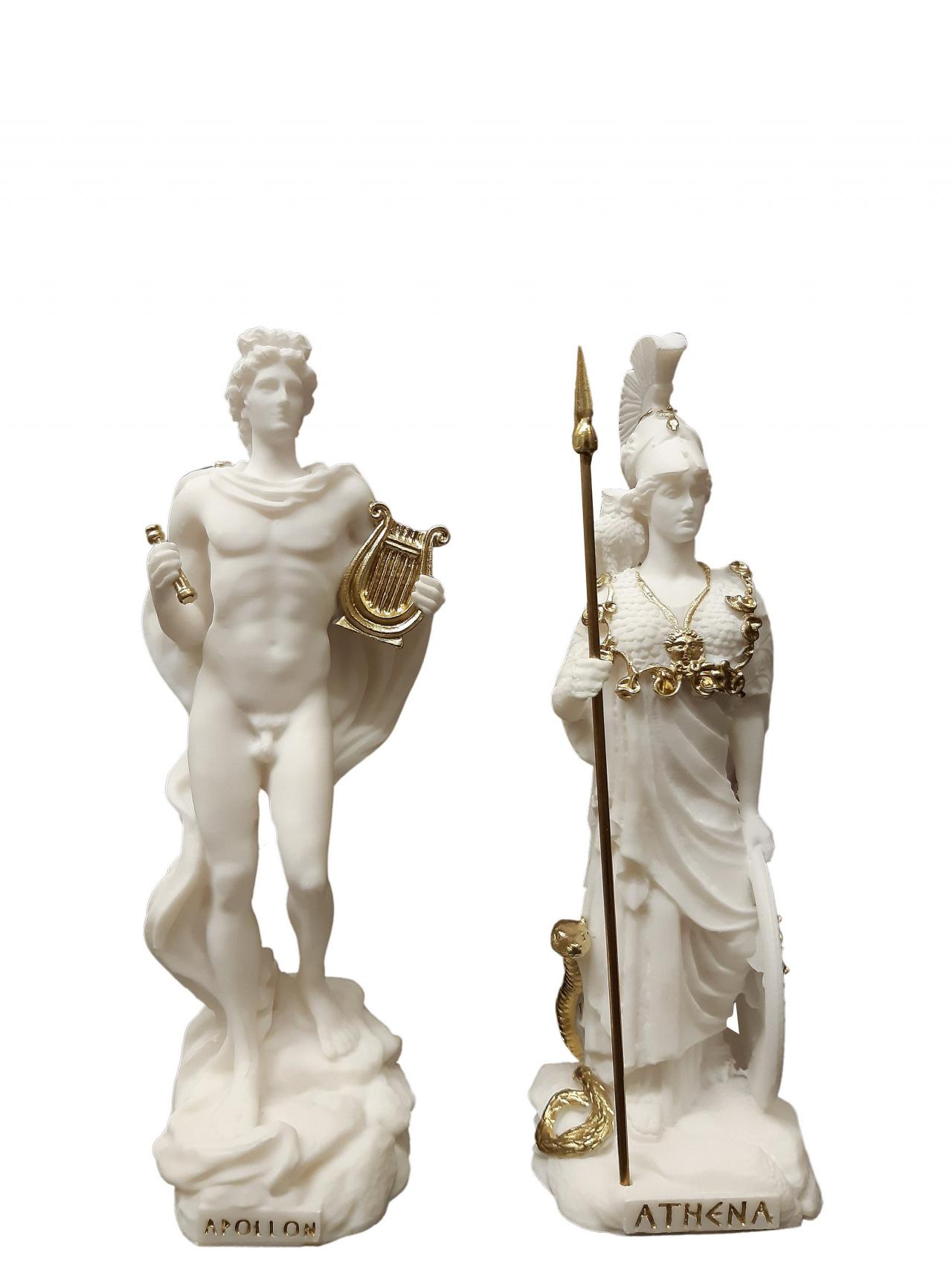 Set Apollo God Athena Greek Roman Goddess Statue Alabaster Handmade Figurine Sculpture 18-33cm
