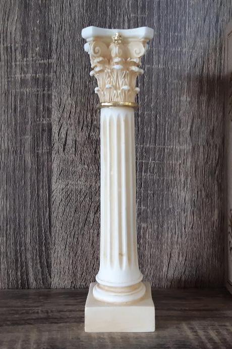 Ancient Greek Corinthian Column Sculpture Handmade Alabaster Statue 21cm