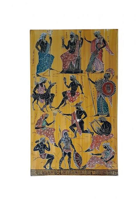 Twelve Olympian Gods and Goddesses Wall Painting Art - Unique Handmade 50cm