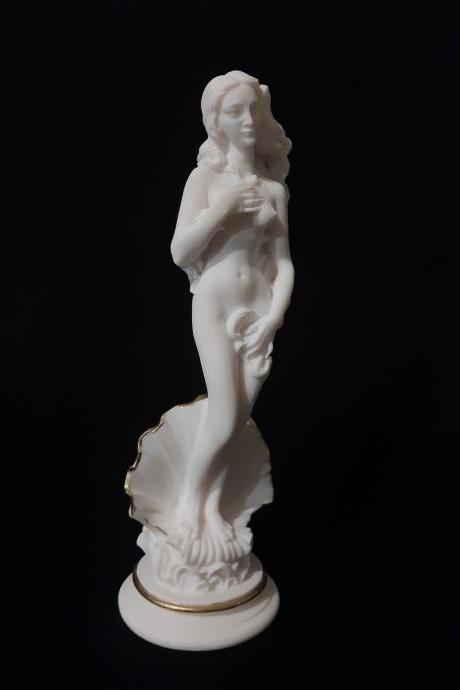 Birth of Aphrodite Venus Greek Roman Goddess Alabaster Handmade Replica Nude Erotic Statue 25cm
