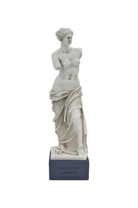 Venus De Milo Louvre Replica Sculpture Alabaster On Marble Base Greek Handmade 36cm